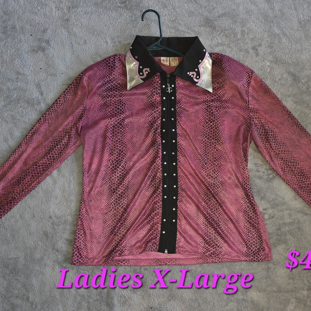 Pink and Black Long Sleeve Western Show Shirt